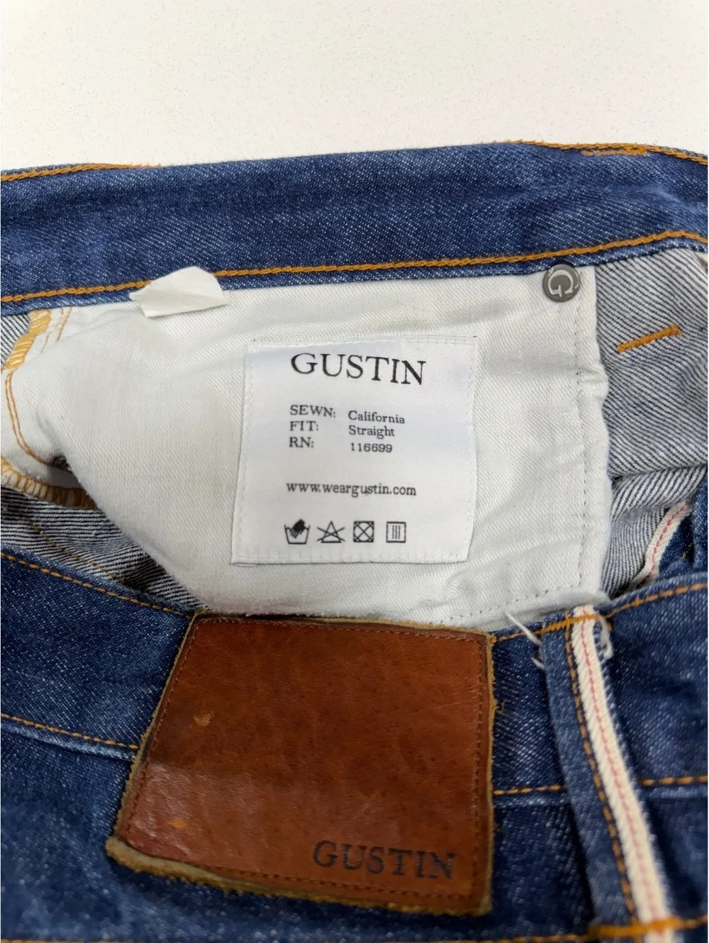 Gustin Selvedge Jeans Mens 32x30 Straight Dark Wash Made in USA Denim
